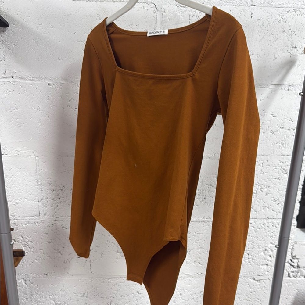 Bronze Long Sleeve Asymmetrical Body Suit - Button Snap Botton - NWOT - Small